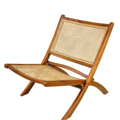 Discount Wohnen Klappsessel mit Wiener Geflecht aus Teak & Rattan - Vilrada
