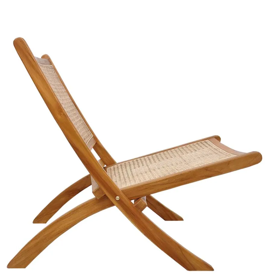 Discount Wohnen Klappsessel mit Wiener Geflecht aus Teak & Rattan - Vilrada