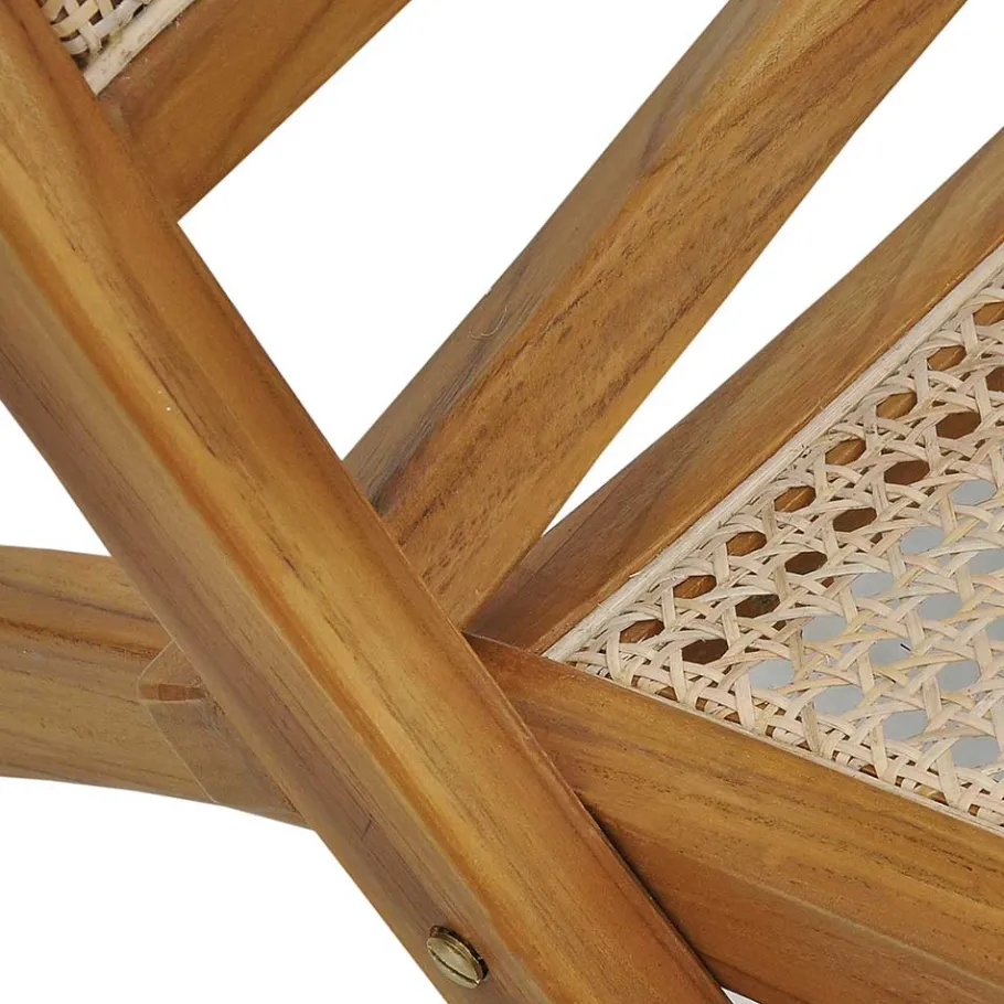 Discount Wohnen Klappsessel mit Wiener Geflecht aus Teak & Rattan - Vilrada