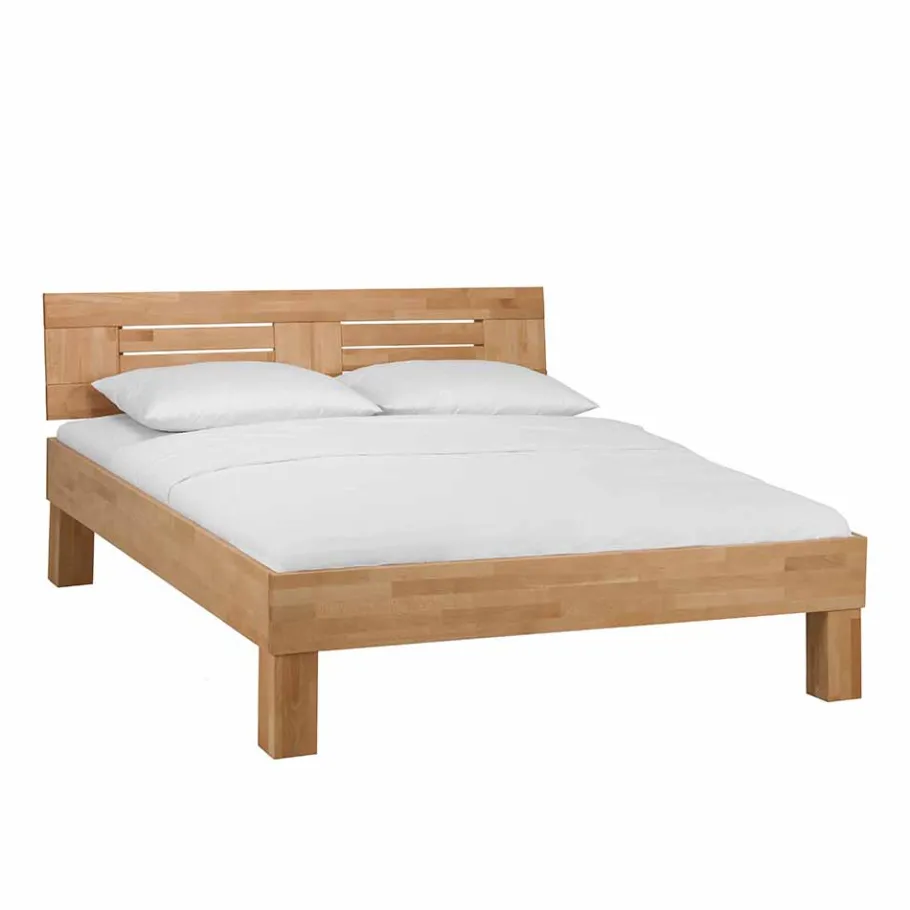 Sale Wohnen Klar lackiertes Holzbett Thivios aus Buche massiv