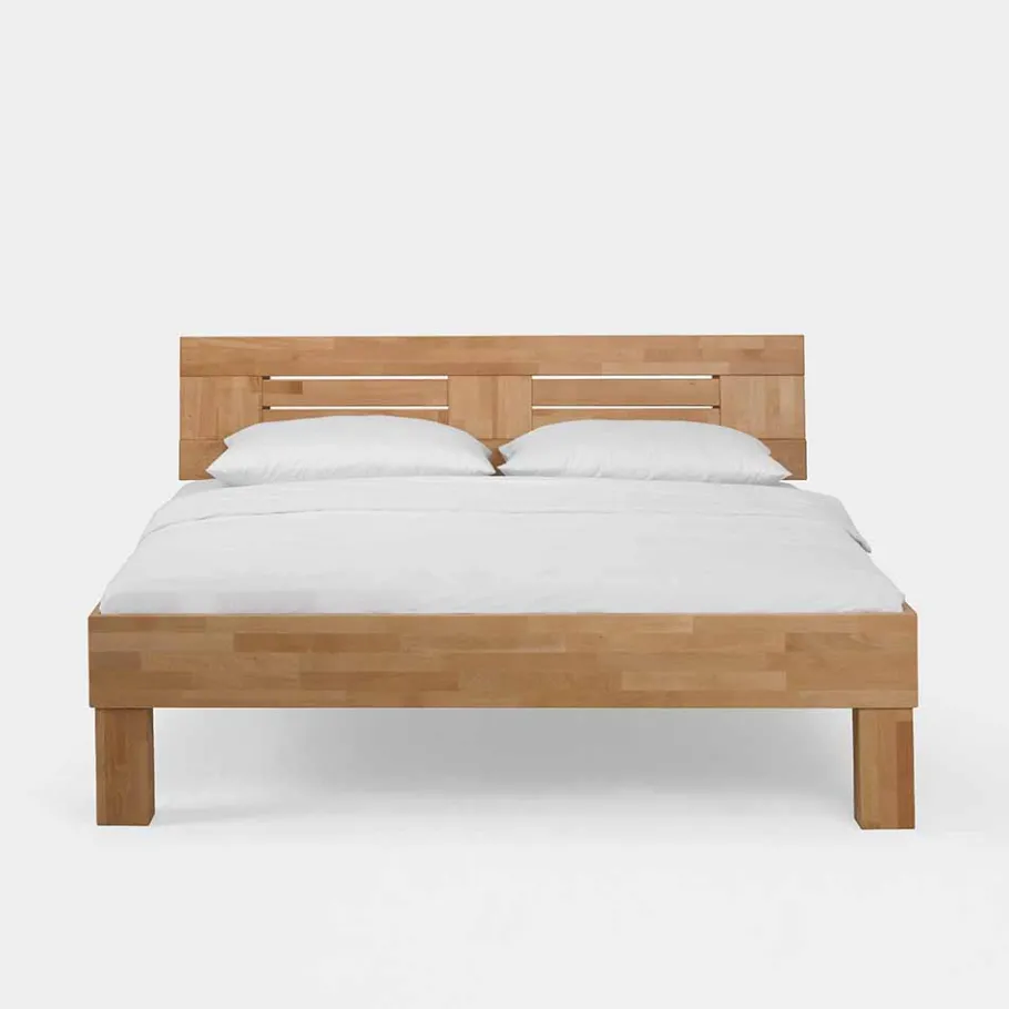 Sale Wohnen Klar lackiertes Holzbett Thivios aus Buche massiv
