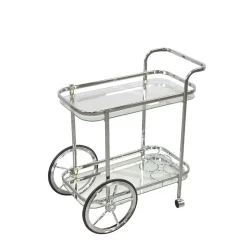 Sale Wohnen Klassischer Servierwagen in Glas & Chrom - Felzon