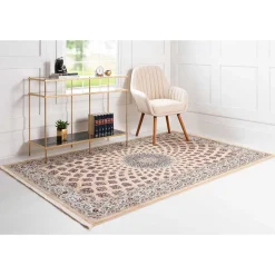 Outlet Wohnen Klassischer Teppich in Hellbraun & Creme & Mehrfarbig - Dortina