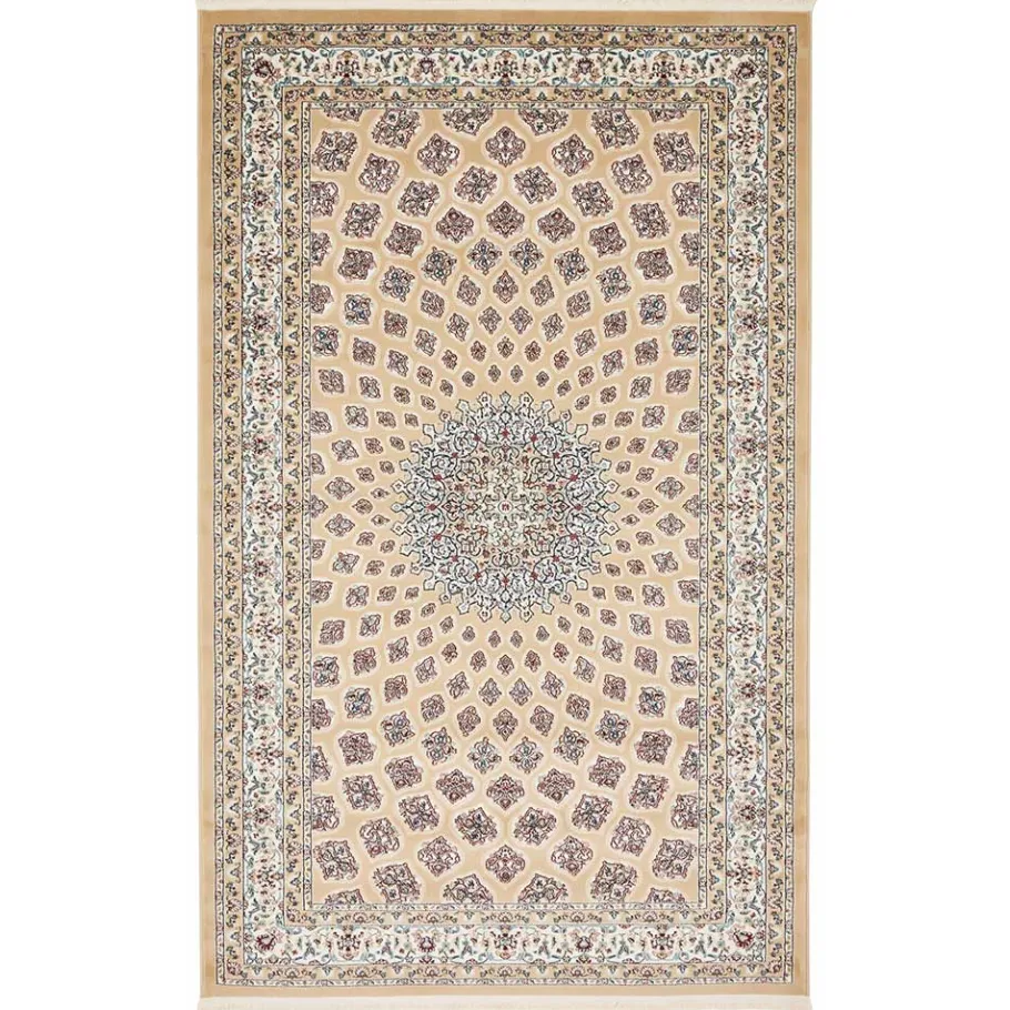 Outlet Wohnen Klassischer Teppich in Hellbraun & Creme & Mehrfarbig - Dortina