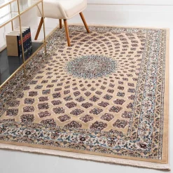 Outlet Wohnen Klassischer Teppich in Hellbraun & Creme & Mehrfarbig - Dortina