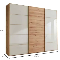 Discount Wohnen Kleiderschrank 250 cm breit mit zwei Höhen - Nikoba