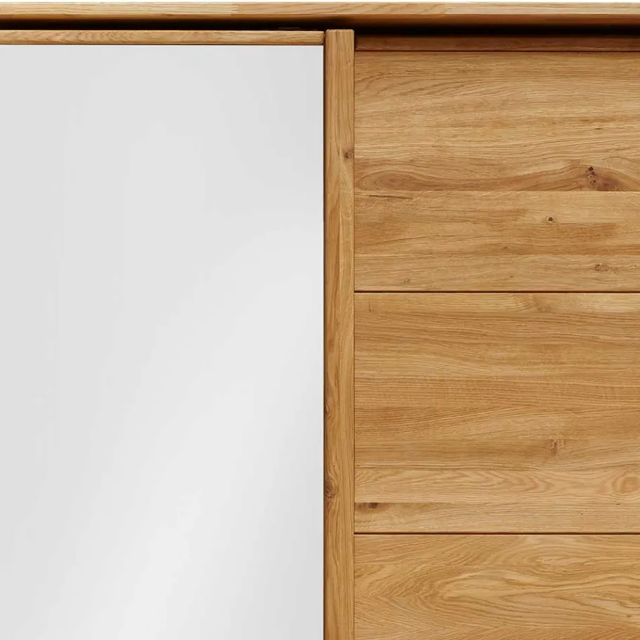 Outlet Wohnen Kleiderschrank aus Wildeiche mit Weißglas - Divnoi