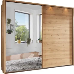 Online Wohnen Kleiderschrank in Eiche Bianco & Spiegel - Paniola