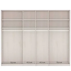 Online Wohnen Kleiderschrank in Eiche Bianco & Spiegel - Paniola