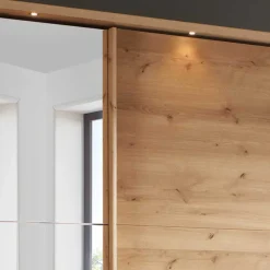 Online Wohnen Kleiderschrank in Eiche Bianco & Spiegel - Paniola