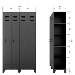 Hot Wohnen Kleiderschrank in Spind Optik aus Holz und Holzwerkstoff - Tivegos