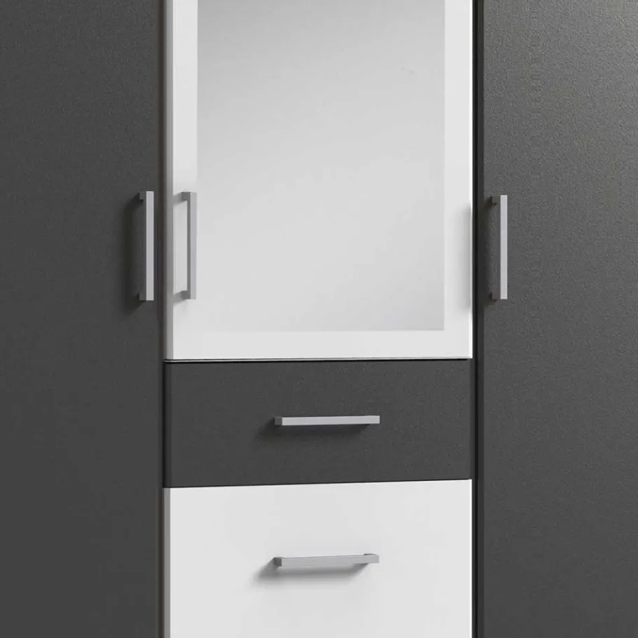 Best Wohnen Kleiderschrank in Weiß & Dunkelgrau - Vanila I