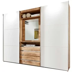 Clearance Wohnen Kleiderschrank in Weiß & Plankeneiche Optik - Stufania