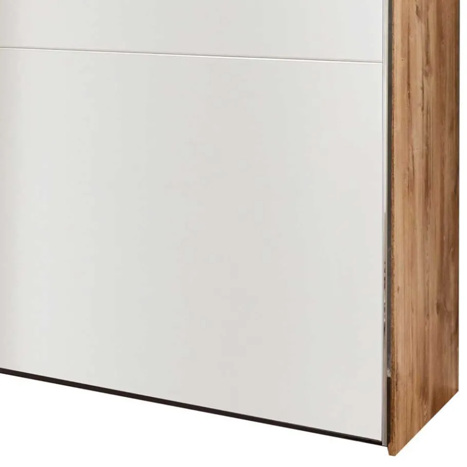Clearance Wohnen Kleiderschrank in Weiß & Plankeneiche Optik - Stufania