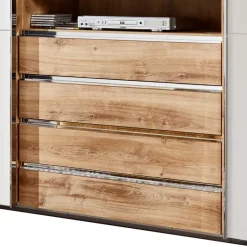 Clearance Wohnen Kleiderschrank in Weiß & Plankeneiche Optik - Stufania