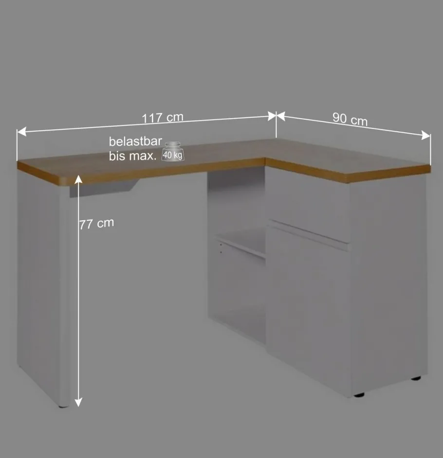 New Wohnen Kleiner Eckschreibtisch mit Stauraum - Xuana