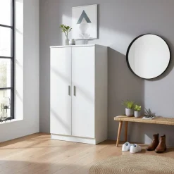 Discount Wohnen Kleiner Schuhschrank mit Doppeltür Atricia in Weiß