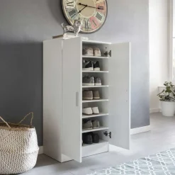 Discount Wohnen Kleiner Schuhschrank mit Doppeltür Atricia in Weiß