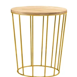 Online Wohnen Kleiner Tisch in Eiche Bianco & Bronze - Leano