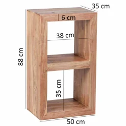 Discount Wohnen Kleines Standregal Vislan aus Holz massiv Akazie natur