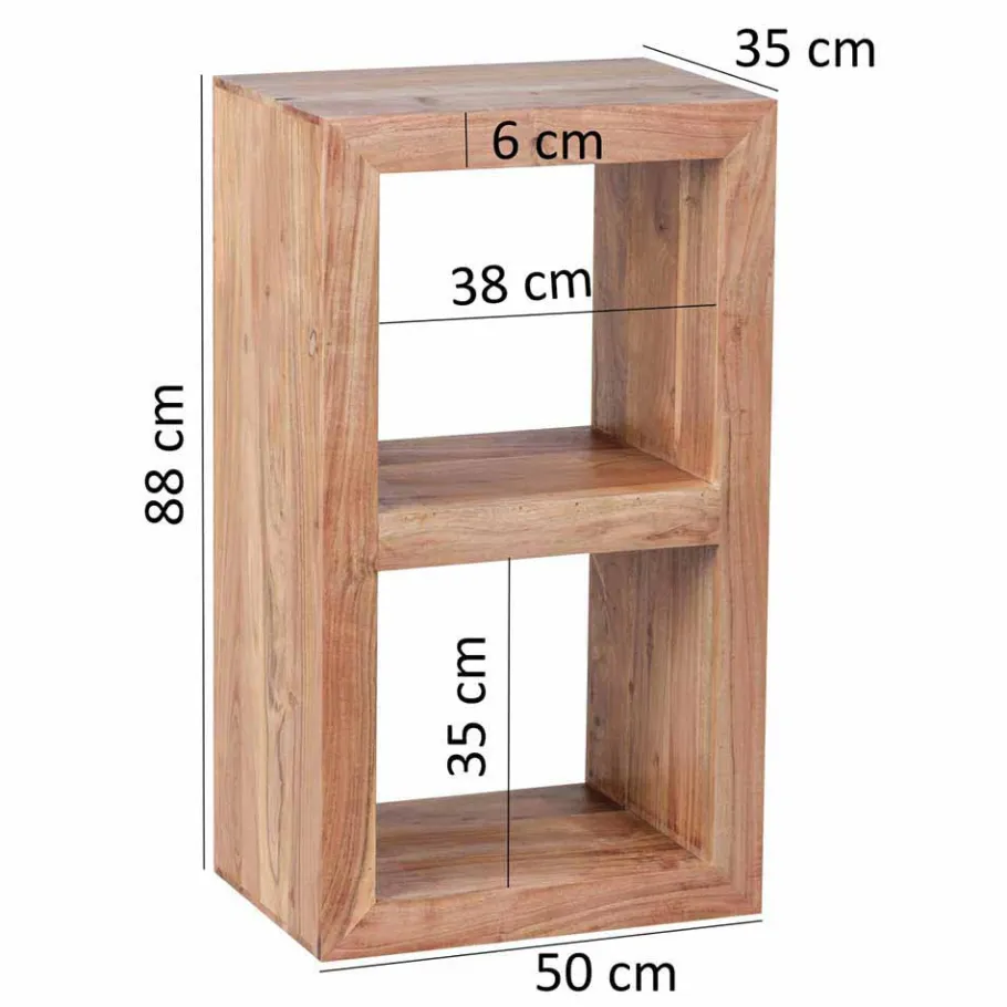 Discount Wohnen Kleines Standregal Vislan aus Holz massiv Akazie natur