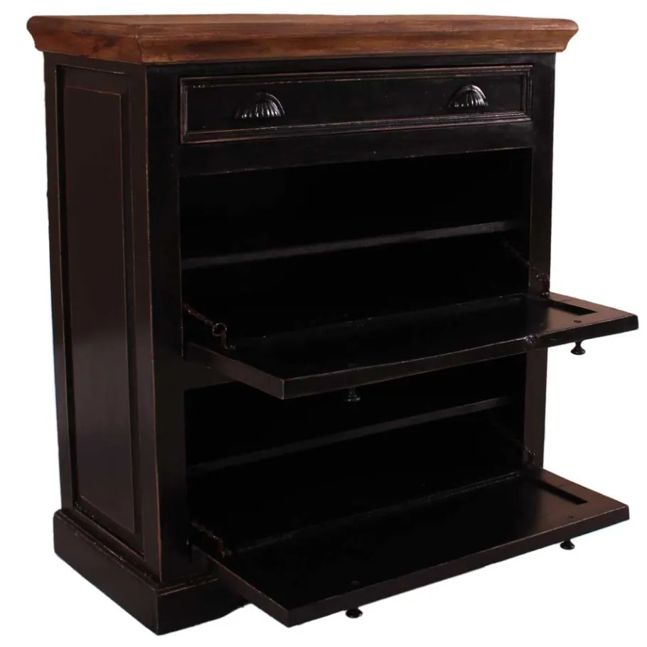 Best Wohnen Kolonial Schuhschrank in Schwarz & Honig - Kienta