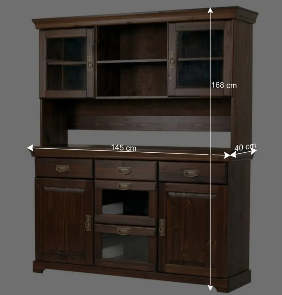 Outlet Wohnen Kolonialstil Buffet in Kiefer dunkel - Jurcavs