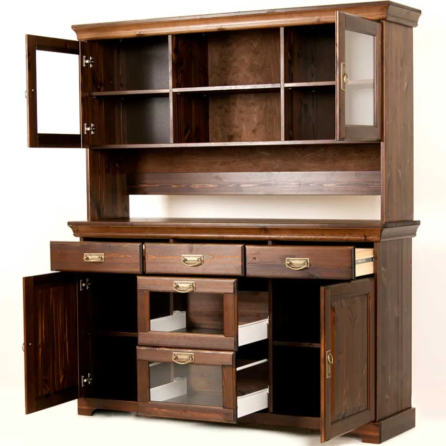 Outlet Wohnen Kolonialstil Buffet in Kiefer dunkel - Jurcavs