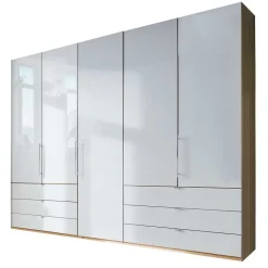 New Wohnen Kombi-Schlafzimmerschrank in Weiß & Eiche Bianco - Nuetran