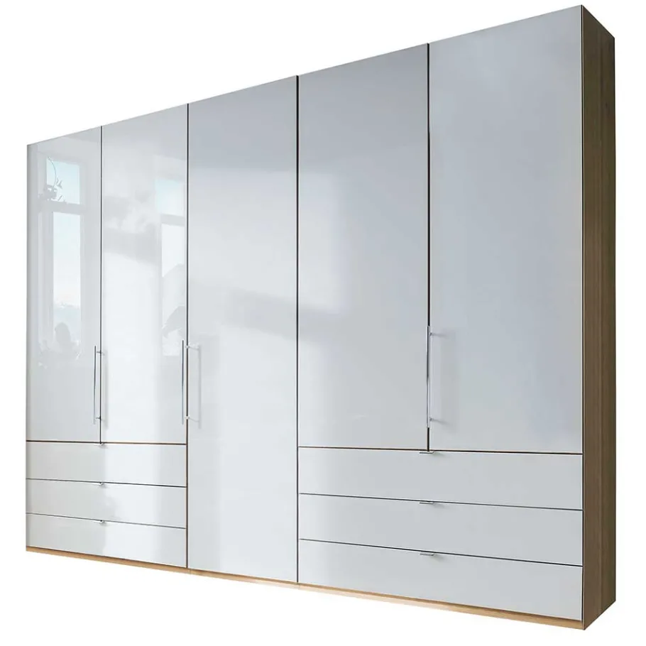 New Wohnen Kombi-Schlafzimmerschrank in Weiß & Eiche Bianco - Nuetran