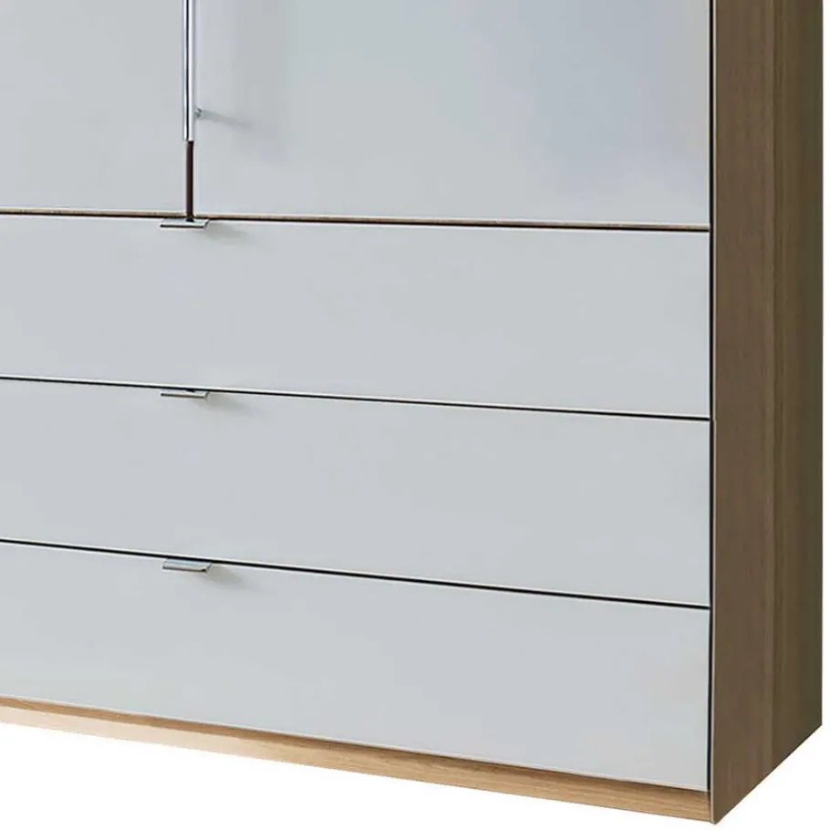 New Wohnen Kombi-Schlafzimmerschrank in Weiß & Eiche Bianco - Nuetran