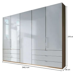New Wohnen Kombi-Schlafzimmerschrank in Weiß & Eiche Bianco - Nuetran