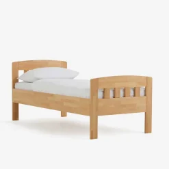 Discount Wohnen Komfort-Einzelbett Label aus Massivholz Buche klar lackiert