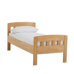 Discount Wohnen Komfort-Einzelbett Label aus Massivholz Buche klar lackiert