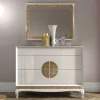 Outlet Wohnen Kommode & Spiegel in Weiß & Gold - Valganios (zweiteilig)