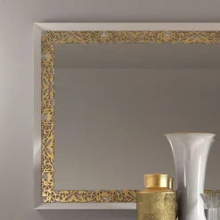 Outlet Wohnen Kommode & Spiegel in Weiß & Gold - Valganios (zweiteilig)