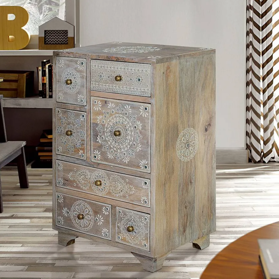 Clearance Wohnen Kommode in Holz White Wash - Troyes
