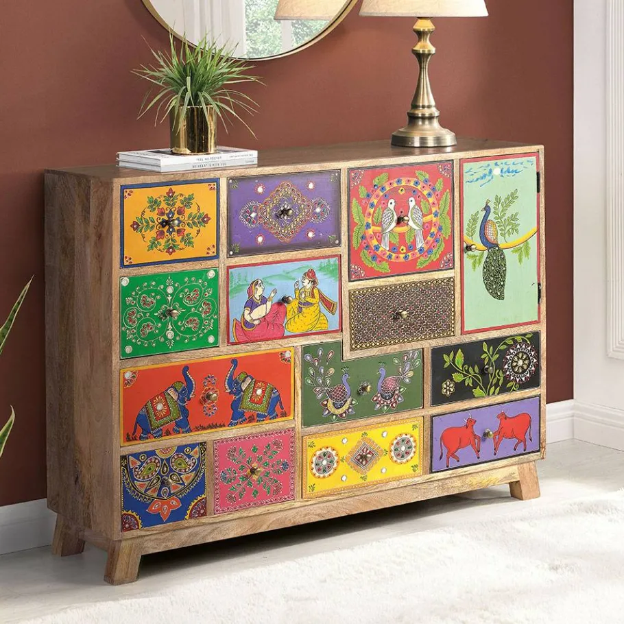 New Wohnen Kommode mit farbenfrohen Orient Motiven - Precio