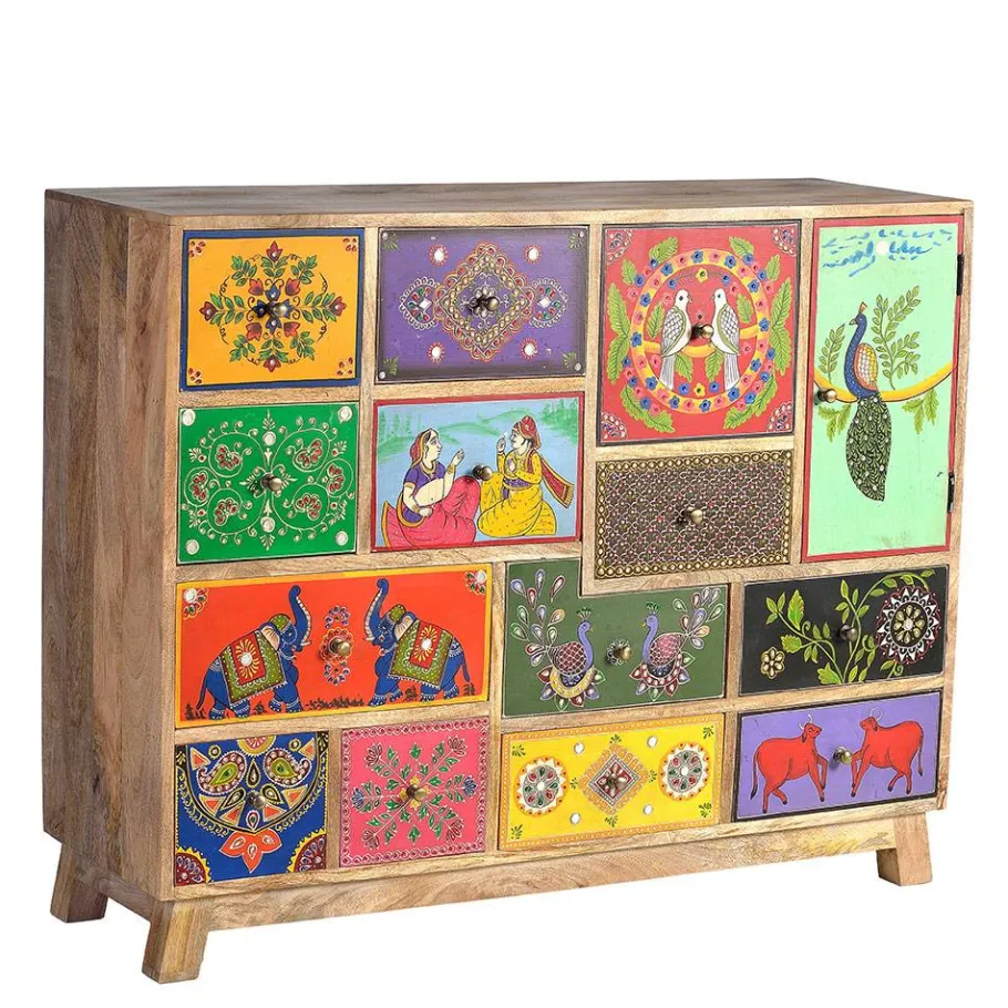 New Wohnen Kommode mit farbenfrohen Orient Motiven - Precio