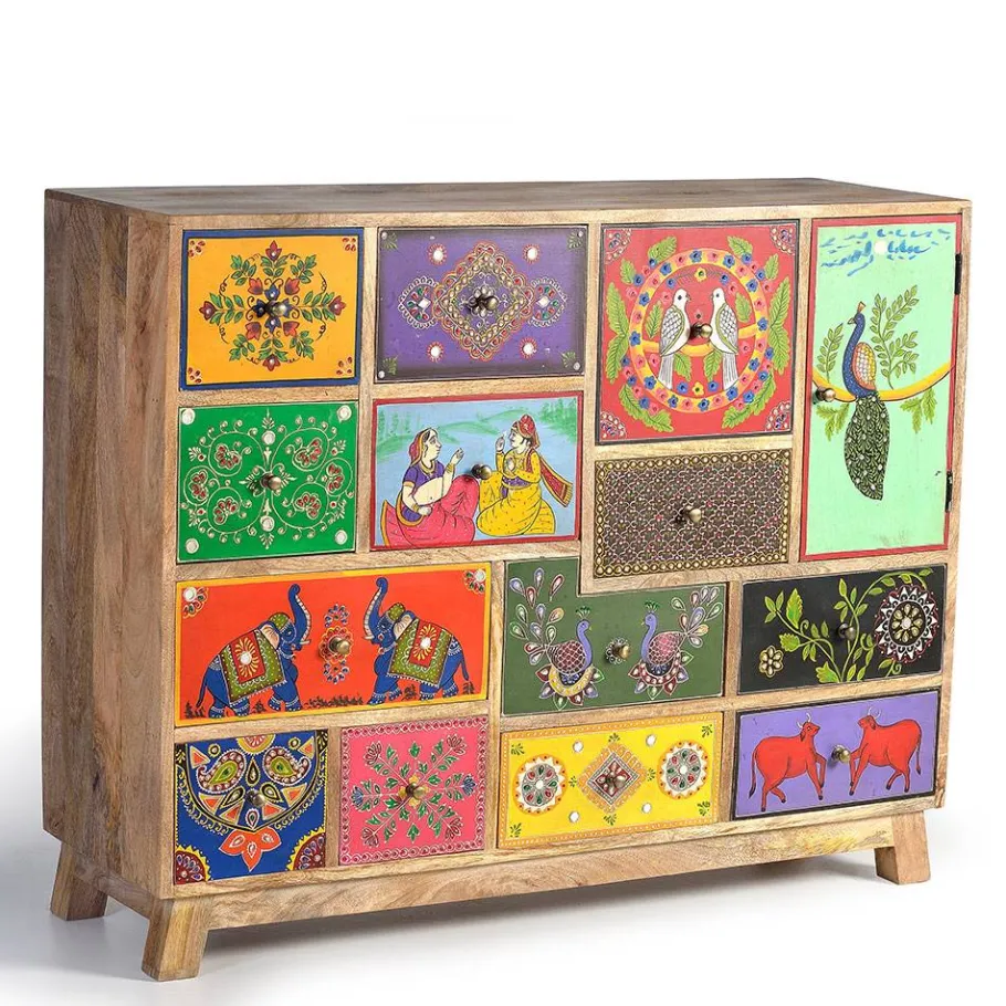 New Wohnen Kommode mit farbenfrohen Orient Motiven - Precio