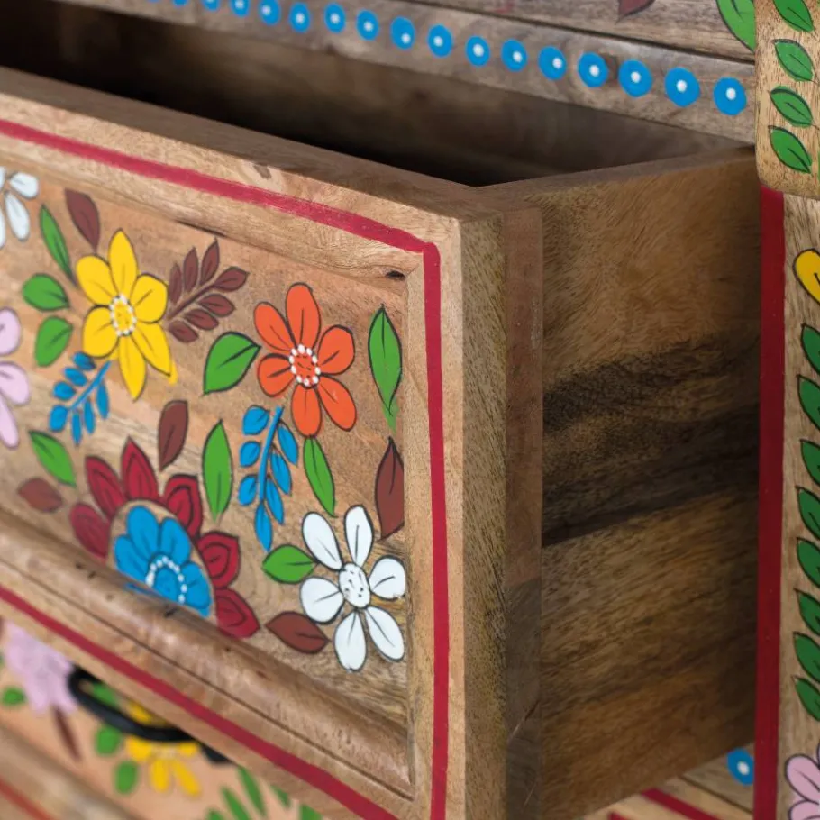 Discount Wohnen Kommode mit Mustern Blumen und Pfau - Hectos