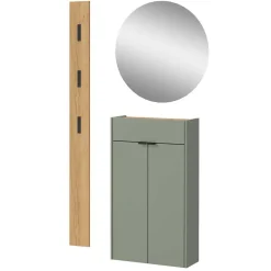 Sale Wohnen Kompaktes Dielenmöbel Set in Graugrün - Point (dreiteilig)