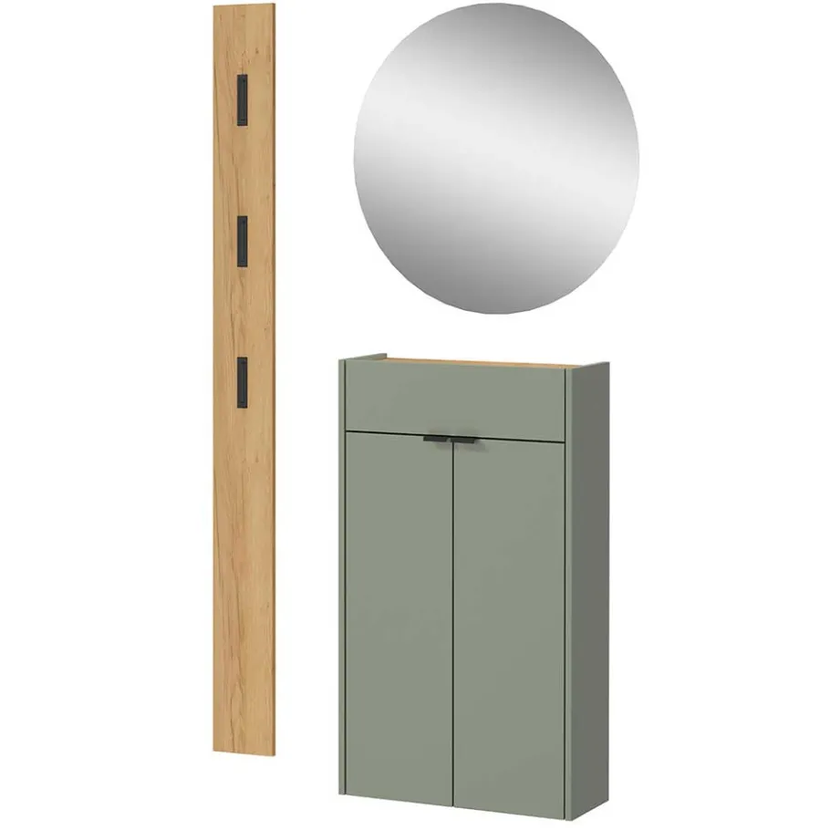 Sale Wohnen Kompaktes Dielenmöbel Set in Graugrün - Point (dreiteilig)