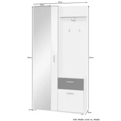 Outlet Wohnen Kompaktgarderobe in Weiß und Wildeiche Optik - Yumagno