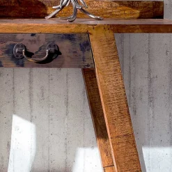 Discount Wohnen Konsolentisch aus Massivholz sandgestrahlt - Bahiro