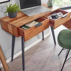 New Wohnen Konsolentisch Schreibtisch aus Akazie & Metall - Ishi