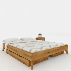 New Wohnen Kopfteilloses Wildeiche Ehebett mit Bettkasten - Eavy