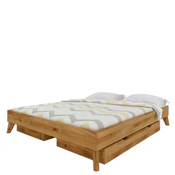 New Wohnen Kopfteilloses Wildeiche Ehebett mit Bettkasten - Eavy