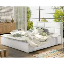 Hot Wohnen Kunstleder Doppelbett in Weiß - Vagos