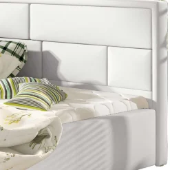 Hot Wohnen Kunstleder Doppelbett in Weiß - Vagos